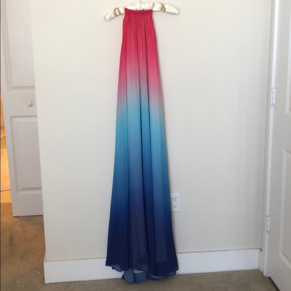 Ombré pleated maxi dress